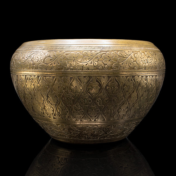 Vintage Offering Bowl, South East Asian, Brass, Jardiniere Pot, Art Deco, C.1930