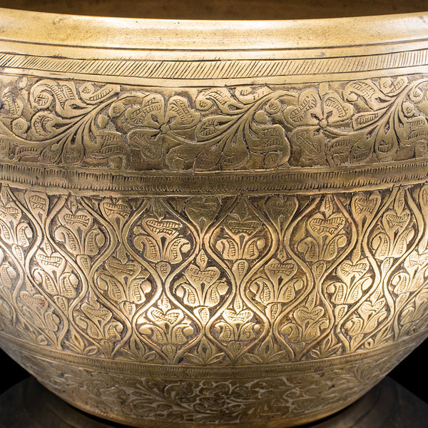 Vintage Offering Bowl, South East Asian, Brass, Jardiniere Pot, Art Deco, C.1930