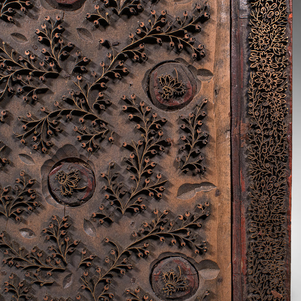 Antique Wallpaper Printing Block, English, Carved Brass, Print Stamp, Victorian