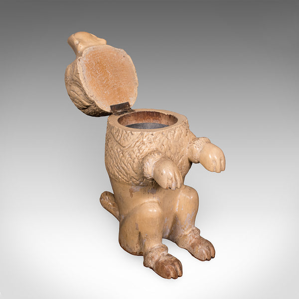 Antique Poodle Tobacco Jar, English, Fruitwood, Dog, Treen, Figural, Edwardian