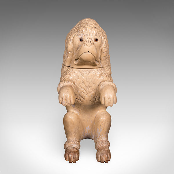 Antique Poodle Tobacco Jar, English, Fruitwood, Dog, Treen, Figural, Edwardian