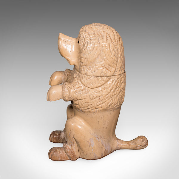 Antique Poodle Tobacco Jar, English, Fruitwood, Dog, Treen, Figural, Edwardian