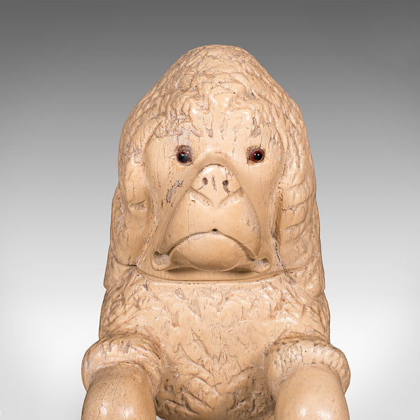 Antique Poodle Tobacco Jar, English, Fruitwood, Dog, Treen, Figural, Edwardian