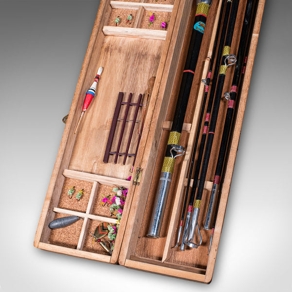 Vintage Cased Fishing Rod Set, Japanese, Cased, 8ft, 6ft, Mid Century, Pigeon