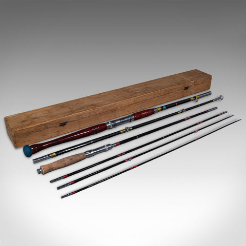 Vintage Cased Fishing Rod Set, Japanese, Cased, 8ft, 6ft, Mid Century, Pigeon