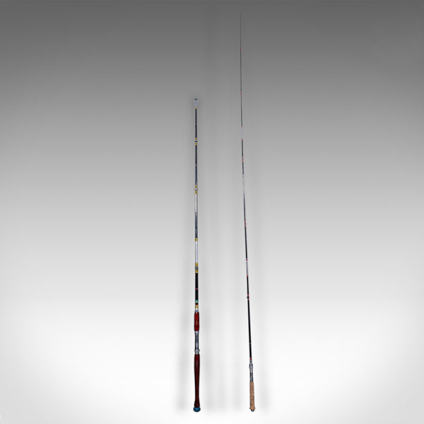 Vintage Cased Fishing Rod Set, Japanese, Cased, 8ft, 6ft, Mid Century, Pigeon