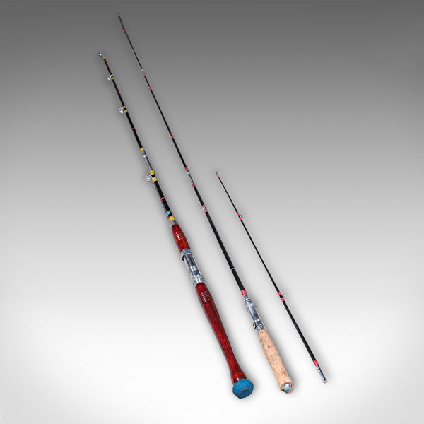 Vintage Cased Fishing Rod Set, Japanese, Cased, 8ft, 6ft, Mid Century, Pigeon