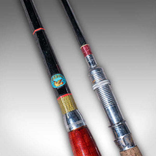Vintage Cased Fishing Rod Set, Japanese, Cased, 8ft, 6ft, Mid Century, Pigeon