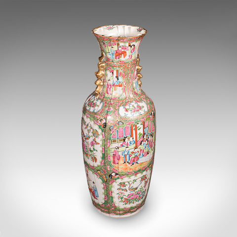Tall Antique Famille Rose Vase, Chinese, Ceramic, Qing, Centrepiece, Victorian