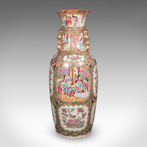 Tall Antique Famille Rose Vase, Chinese, Ceramic, Qing, Centrepiece, Victorian
