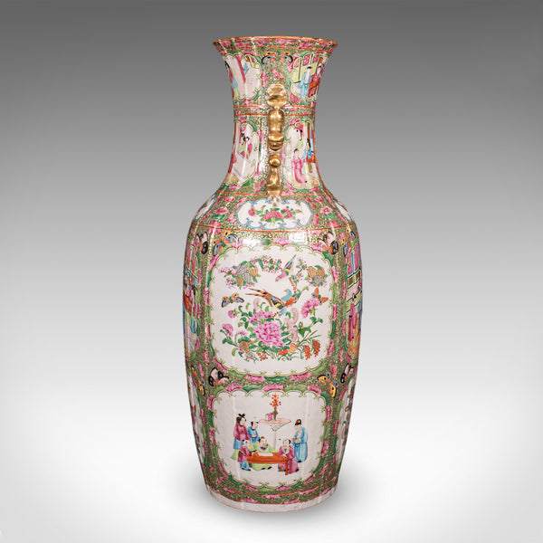 Tall Antique Famille Rose Vase, Chinese, Ceramic, Qing, Centrepiece, Victorian