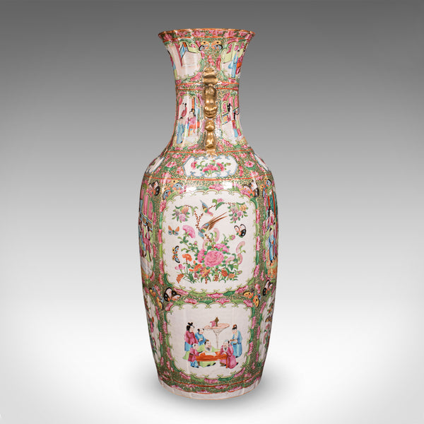 Tall Antique Famille Rose Vase, Chinese, Ceramic, Qing, Centrepiece, Victorian