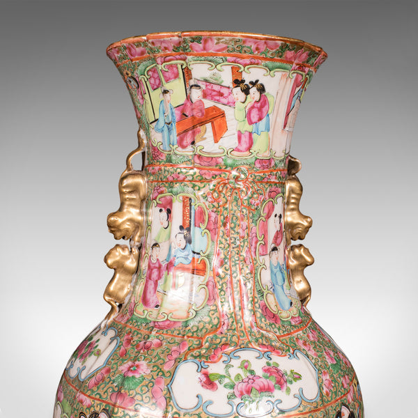 Tall Antique Famille Rose Vase, Chinese, Ceramic, Qing, Centrepiece, Victorian