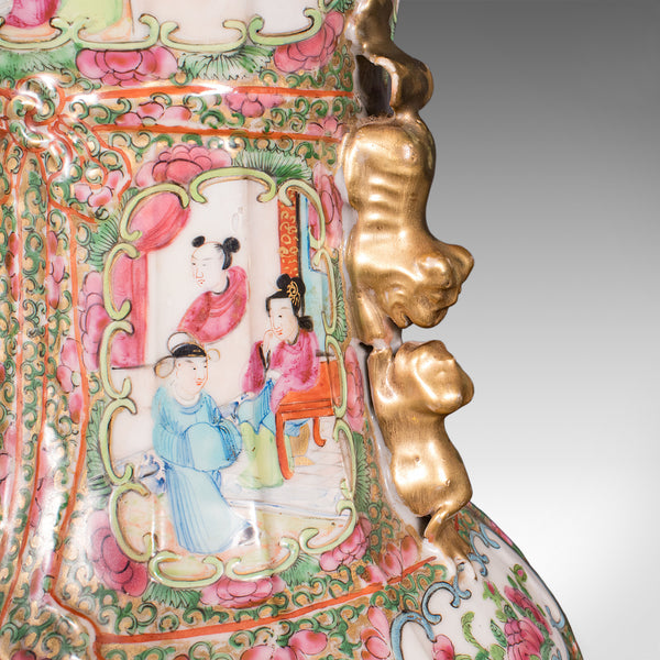 Tall Antique Famille Rose Vase, Chinese, Ceramic, Qing, Centrepiece, Victorian
