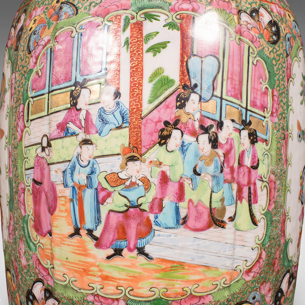 Tall Antique Famille Rose Vase, Chinese, Ceramic, Qing, Centrepiece, Victorian