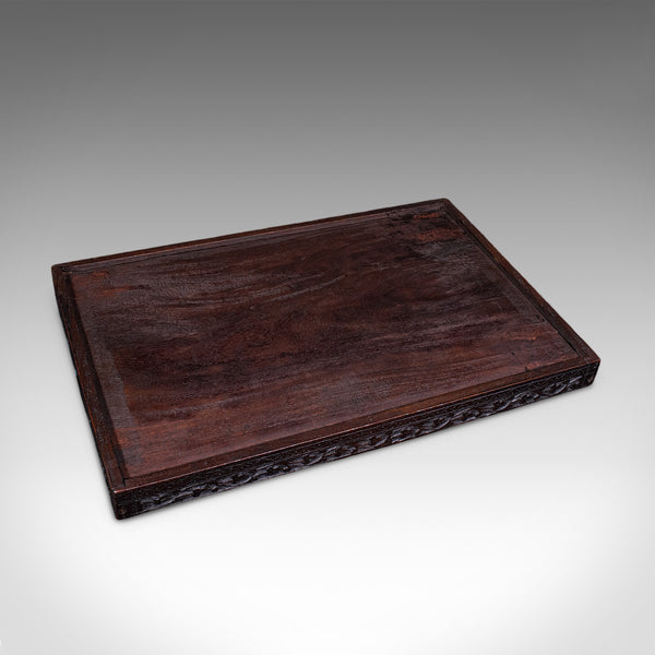Antique Carved Serving Tray, Anglo-Indian, Afternoon Tea Platter, Late Victorian