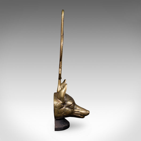 Antique Fox Head Doorstop, English, Brass, Country House Door Keeper, Circa 1920