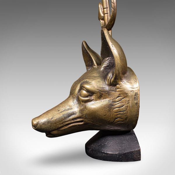 Antique Fox Head Doorstop, English, Brass, Country House Door Keeper, Circa 1920