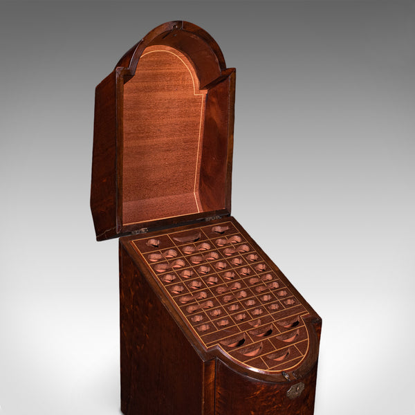 Antique Knife Box, English, Kitchen Organiser, 46 Item Cutlery Storage, Georgian