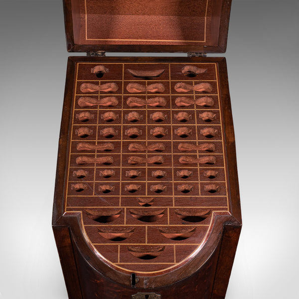 Antique Knife Box, English, Kitchen Organiser, 46 Item Cutlery Storage, Georgian