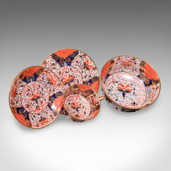 Antique 10 Person Afternoon Tea Service, English, Cup, Saucer, Bowl, Victorian