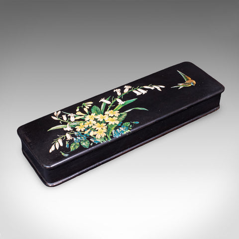 Vintage Japanned Pen Box, Japanese, Lacquer, Calligrapher's Quill Case, Art Deco