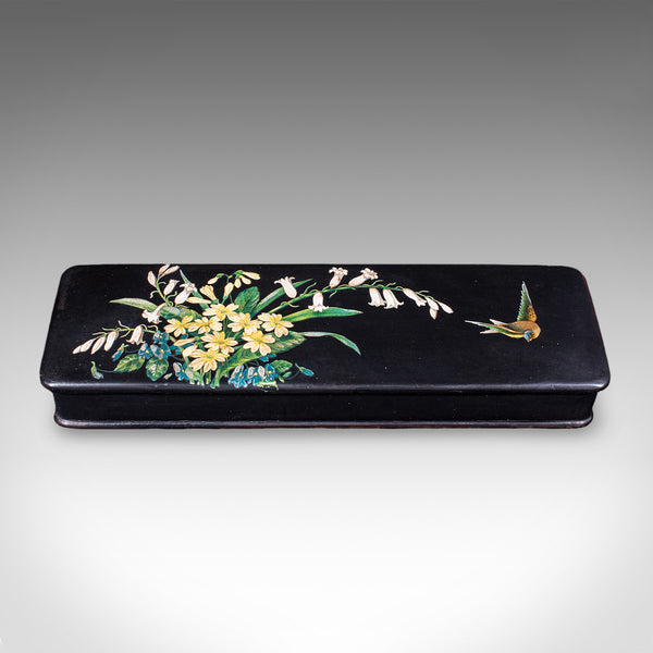 Vintage Japanned Pen Box, Japanese, Lacquer, Calligrapher's Quill Case, Art Deco