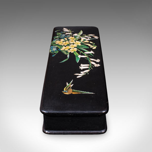 Vintage Japanned Pen Box, Japanese, Lacquer, Calligrapher's Quill Case, Art Deco
