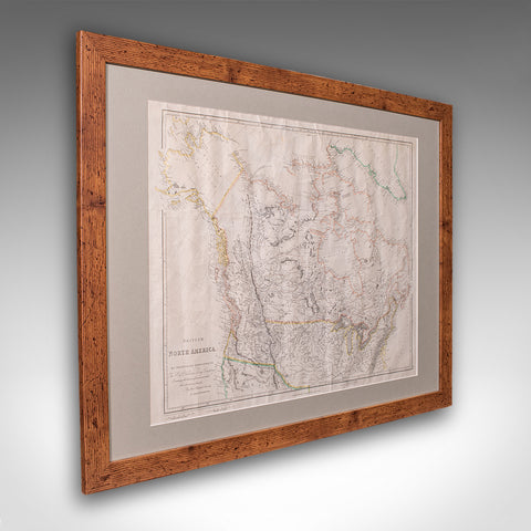 Vintage Map, British North America, Canadian, Reproduction, Framed Cartography