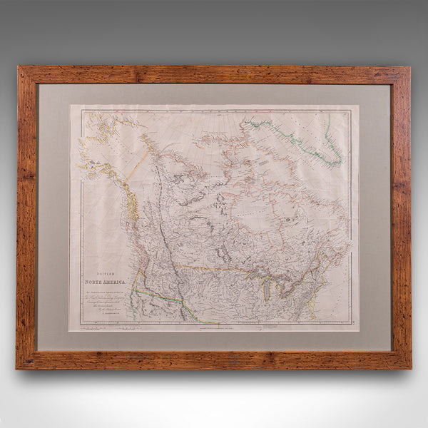 Vintage Map, British North America, Canadian, Reproduction, Framed Cartography