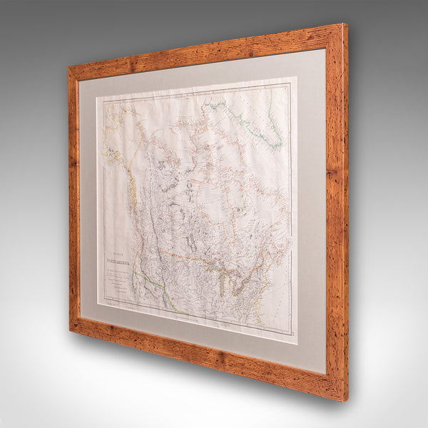 Vintage Map, British North America, Canadian, Reproduction, Framed Cartography