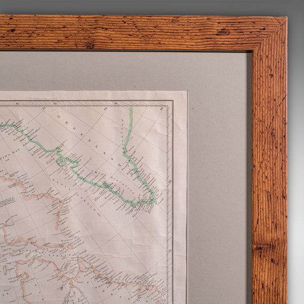 Vintage Map, British North America, Canadian, Reproduction, Framed Cartography