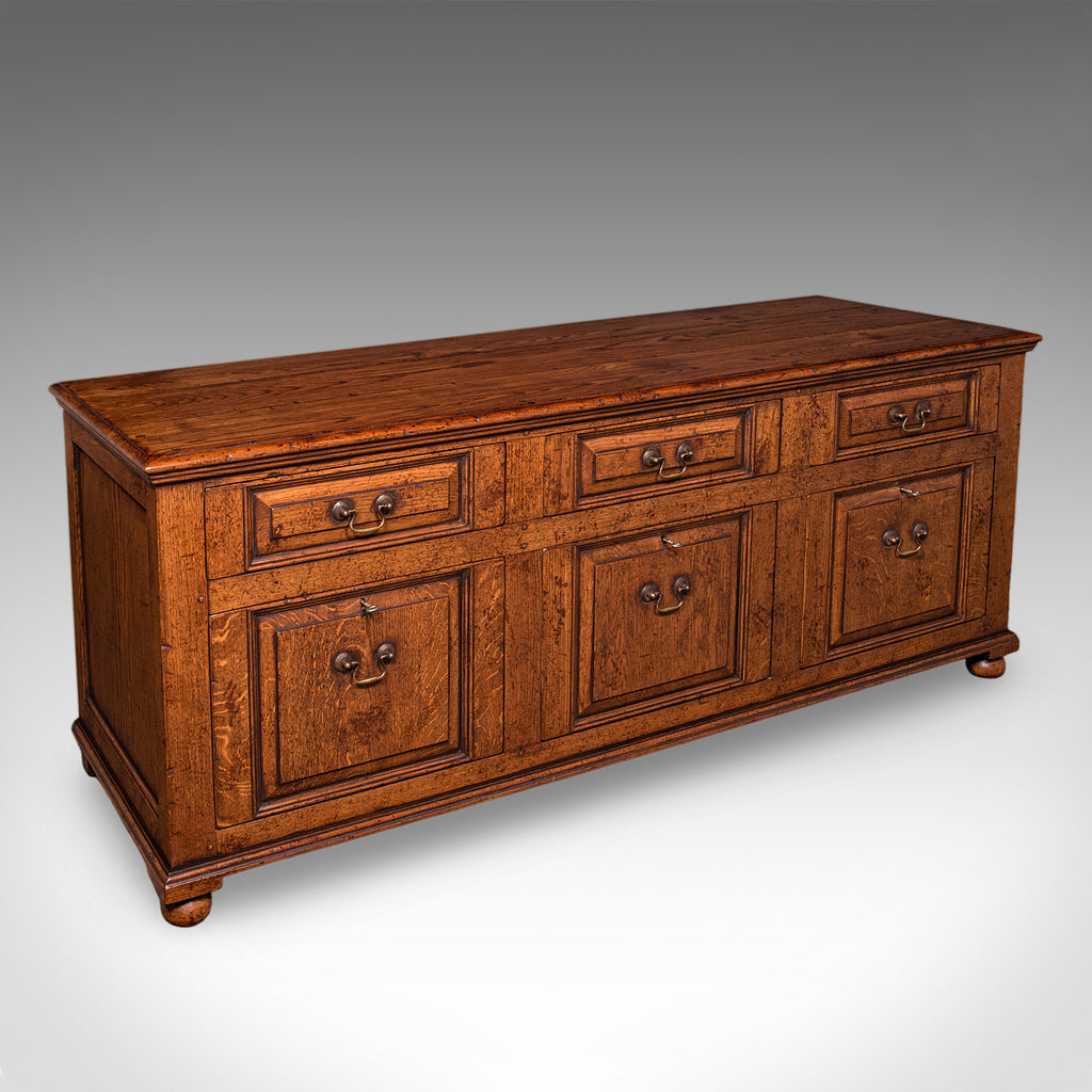 Large Vintage Country House Dresser Base, English, Oak, Georgian Revival, C.1980