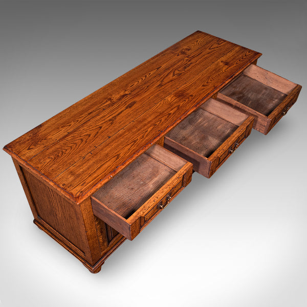 Large Vintage Country House Dresser Base, English, Oak, Georgian Revival, C.1980
