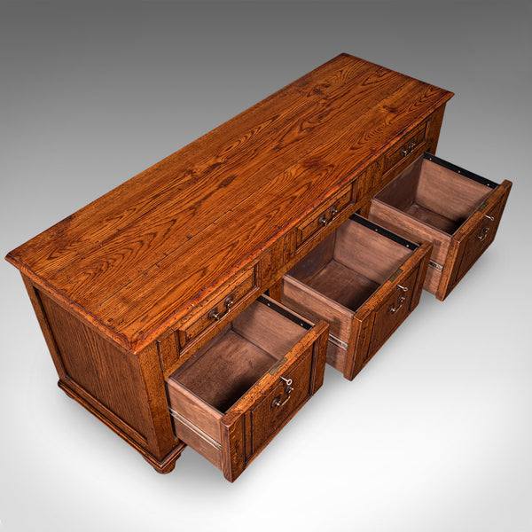 Large Vintage Country House Dresser Base, English, Oak, Georgian Revival, C.1980