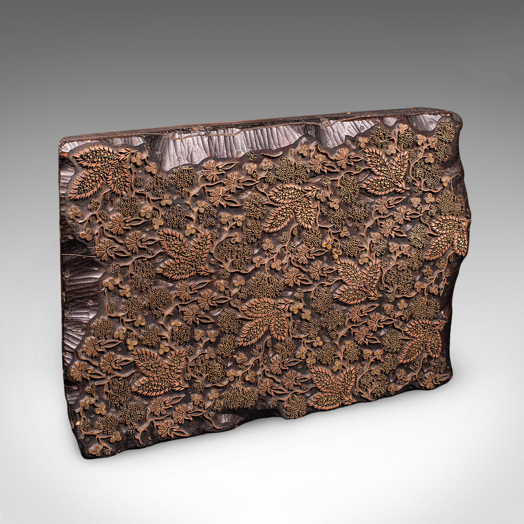 Antique Fabric Printing Block, Carved Brass, Wallpaper Print Stamp, Victorian