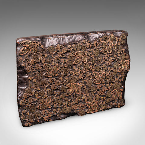 Antique Fabric Printing Block, Carved Brass, Wallpaper Print Stamp, Victorian