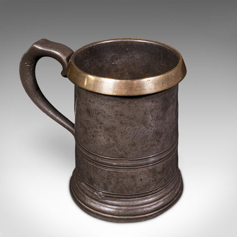 Antique Public House Tankard, English, Pewter, Quart Jug, Breweriana, Victorian