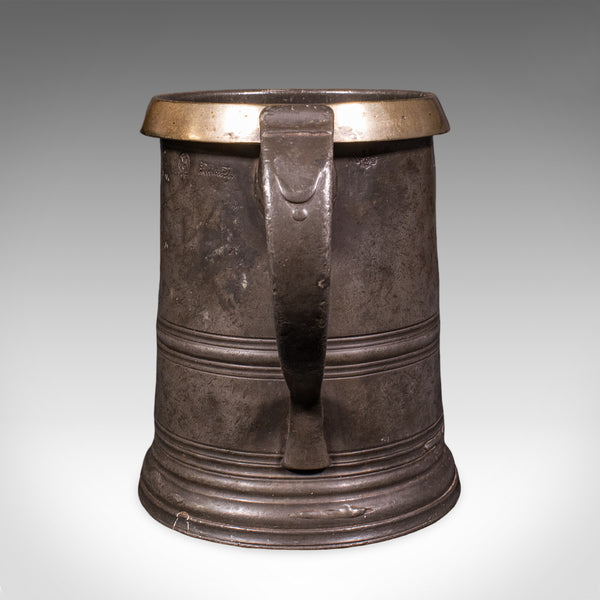 Antique Public House Tankard, English, Pewter, Quart Jug, Breweriana, Victorian