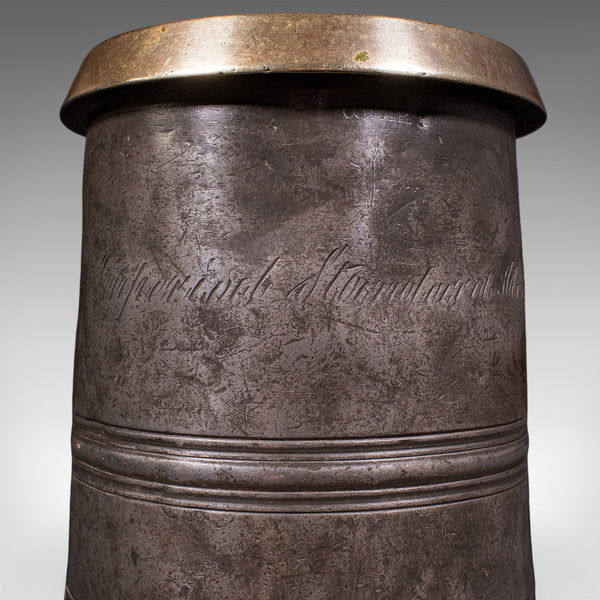 Antique Public House Tankard, English, Pewter, Quart Jug, Breweriana, Victorian