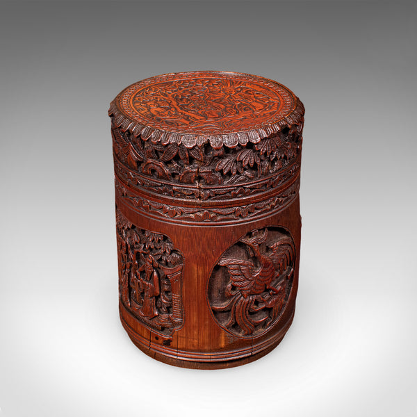 Antique Handmade Spice Pot, Oriental, Carved Bamboo, Treen, Kitchen, Art Deco