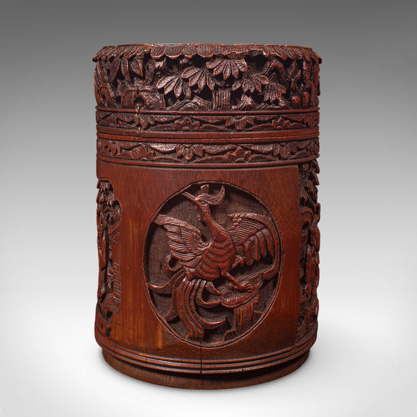Antique Handmade Spice Pot, Oriental, Carved Bamboo, Treen, Kitchen, Art Deco