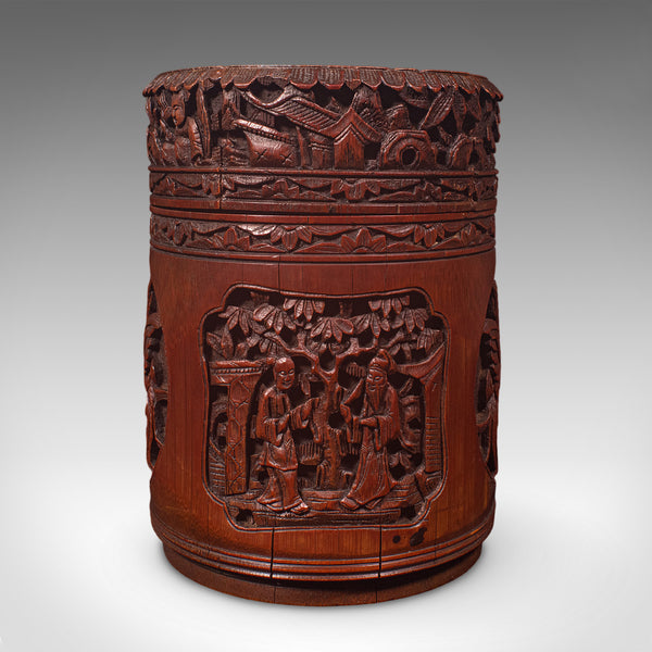 Antique Handmade Spice Pot, Oriental, Carved Bamboo, Treen, Kitchen, Art Deco