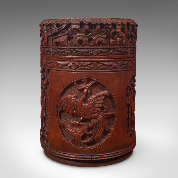 Antique Handmade Spice Pot, Oriental, Carved Bamboo, Treen, Kitchen, Art Deco