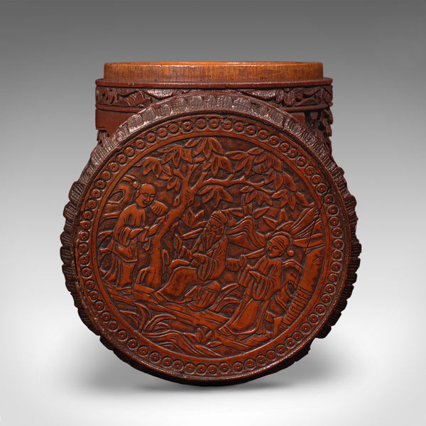 Antique Handmade Spice Pot, Oriental, Carved Bamboo, Treen, Kitchen, Art Deco