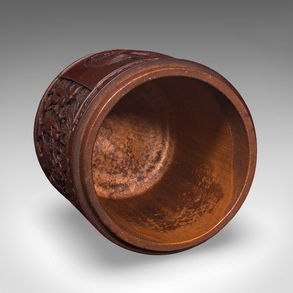 Antique Handmade Spice Pot, Oriental, Carved Bamboo, Treen, Kitchen, Art Deco