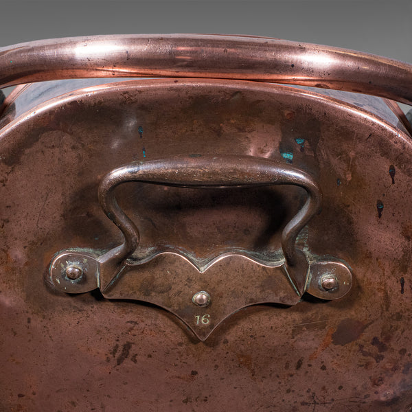 Antique Helmet Fire Bucket, English, Copper Scuttle, Fireside Bin, Victorian