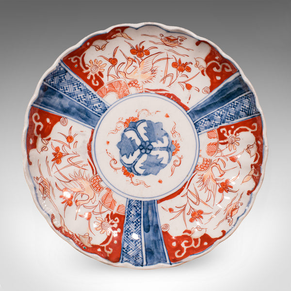 Antique Imari Display Plate, Japanese, Ceramic, Serving Dish, Meiji, Victorian