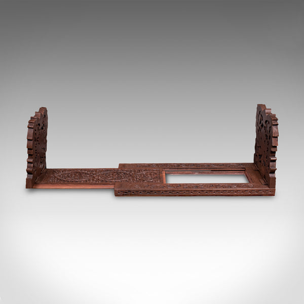 Vintage Carved Book Slide, Anglo Indian, Teak, Library Stand, Colonial, Art Deco