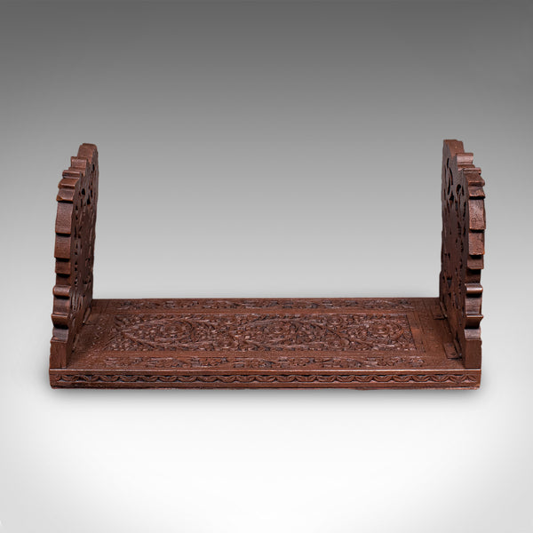 Vintage Carved Book Slide, Anglo Indian, Teak, Library Stand, Colonial, Art Deco